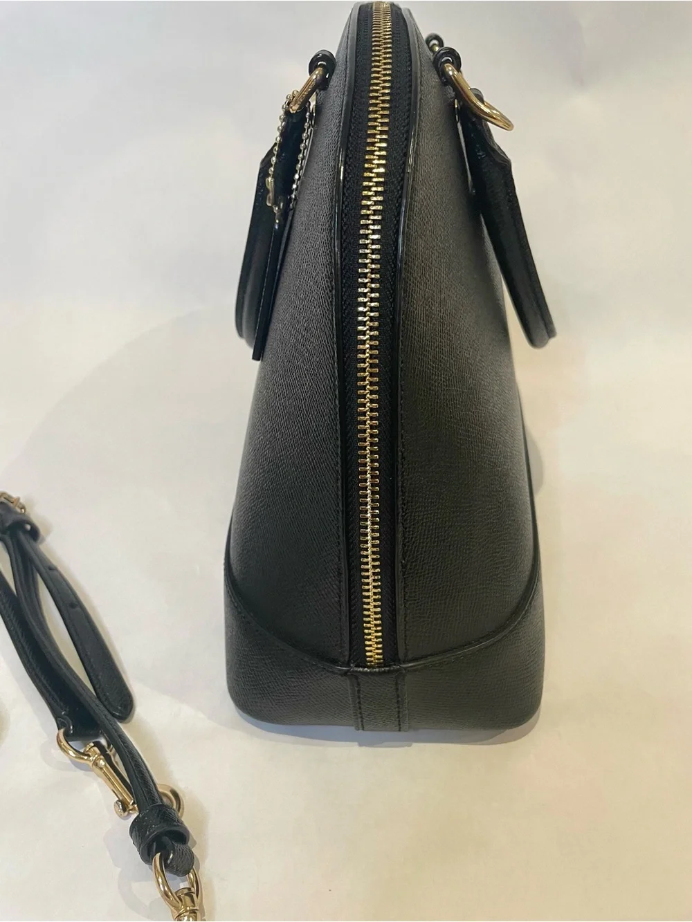 Coach Black Saffiano Dome Satchel with Wallet and Detachable Strap